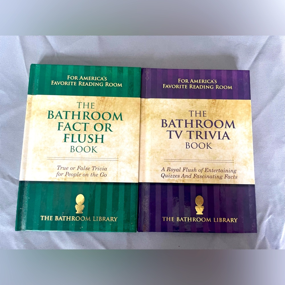 The Bathroom Library, set of 2 books - tv trivia and fact or flush book.